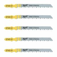 Полотна для лобзика T101D MILWAUKEE, 75мм/ крок зуба 4мм, (5шт), (деревина, чистий різ)