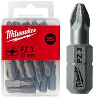 Біта MILWAUKEE, PZ3, 25мм, (25шт), пластикова коробка