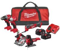 Набір інструмента акумуляторного MILWAUKEE M18 BLCPP5A-502B (BLDDRC, BLIDRC, FCS552, FMT, FJBS, заряд. пристр., 2 акум. Х 5 Аг)