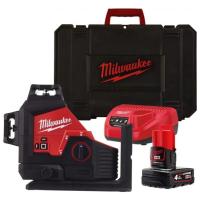 Нівелір лазерний 3D акумуляторний MILWAUKEE, M12 3PL-401C (+заряд. пристрій. ,1акум.Х4Аг, кейс)