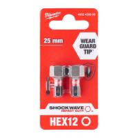 Біта SHOCKWAVE MILWAUKEE, Hex12, 25мм, (2шт)